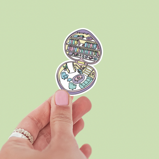 Cozy Mini Reading Book Nook Pocket Compact Vinyl Sticker