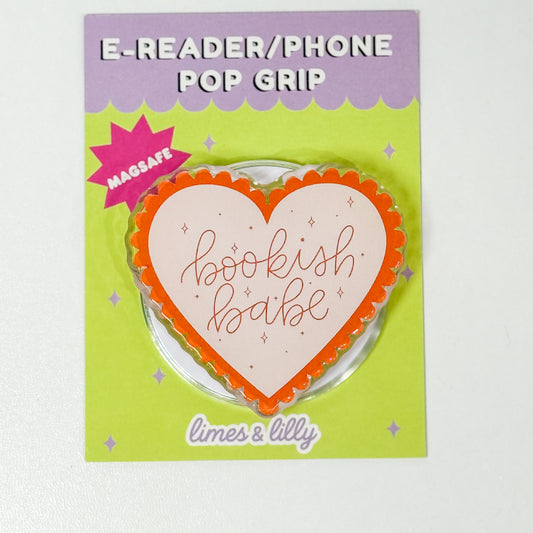 Bookish Babe Orange Heart MagSafe Kindle & Phone Grip