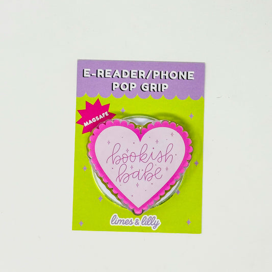 Bookish Babe Pink Heart MagSafe Kindle & Phone Grip