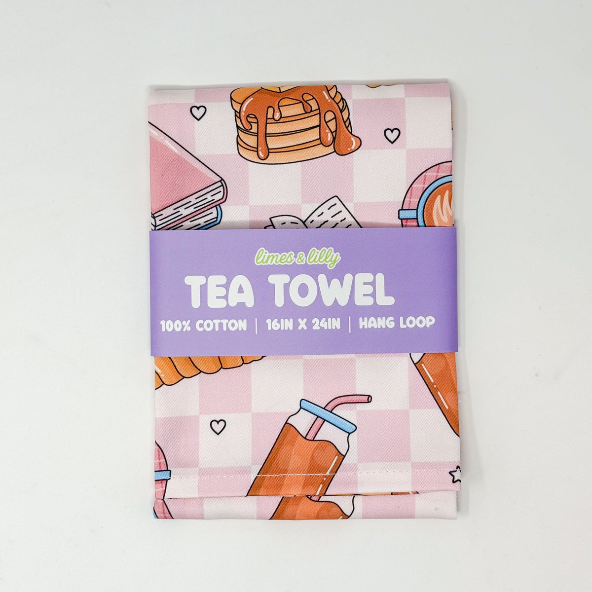 Books and Brunch Tea Towel | Coffee Pancakes Bookish Kitchen Towel