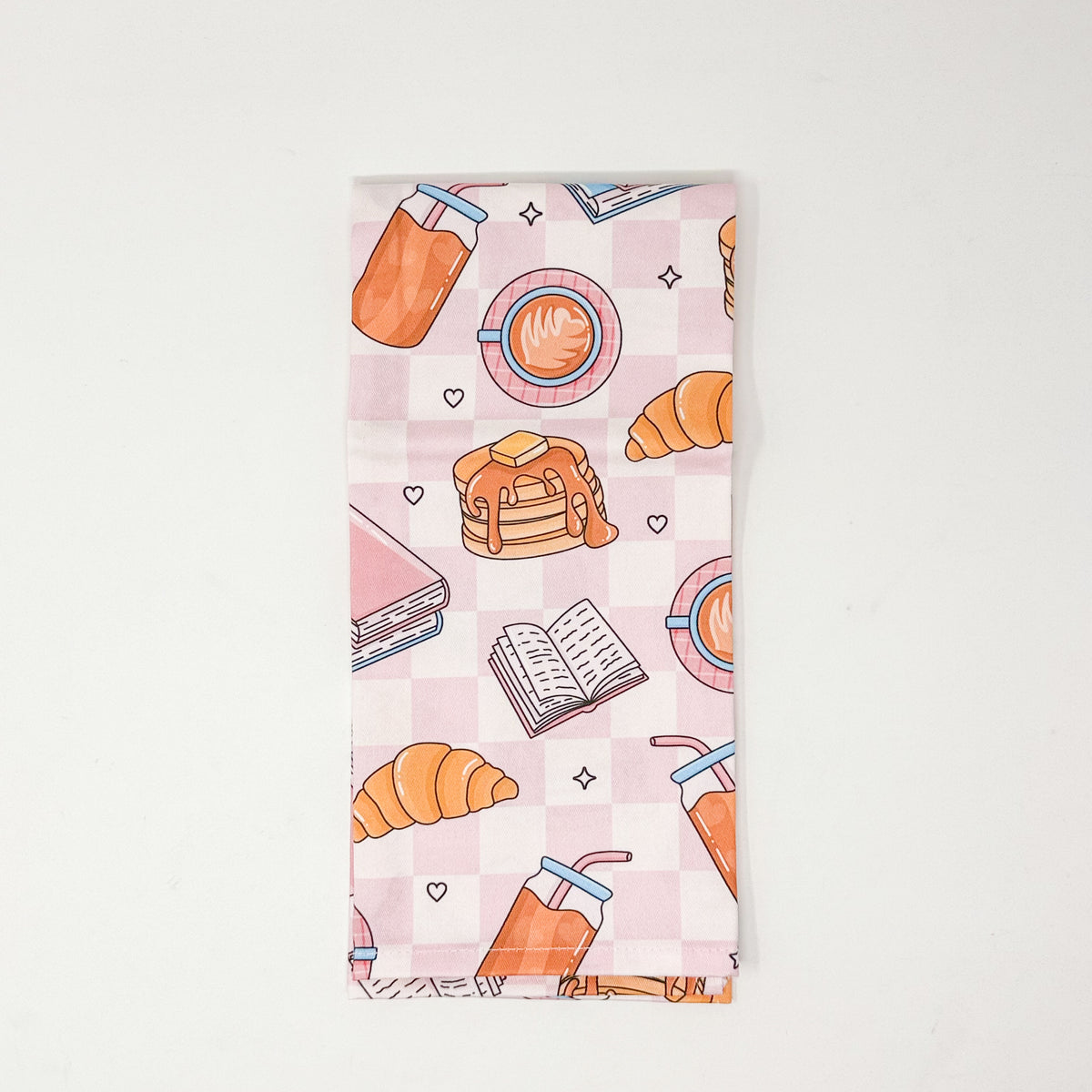 Books and Brunch Tea Towel | Coffee Pancakes Bookish Kitchen Towel
