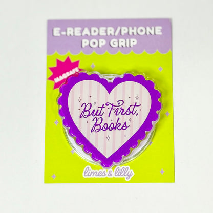 But First, Books Purple Heart MagSafe Kindle & Phone Grip