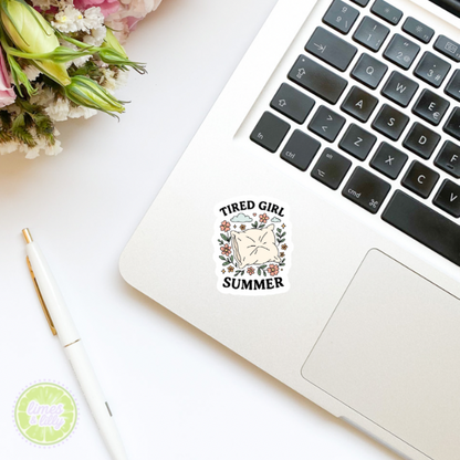 Tired Girl Summer Vinyl Sticker