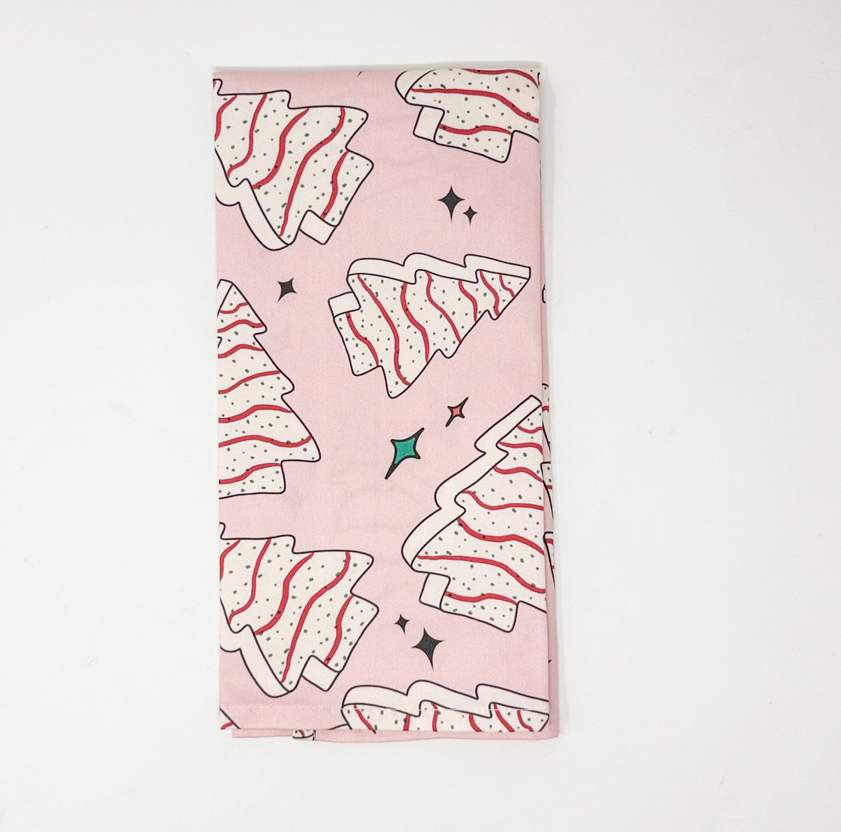 Christmas Tree Cake Tea Towel | Pink Holiday Kitchen Towel