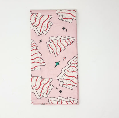 Christmas Tree Cake Tea Towel | Pink Holiday Kitchen Towel