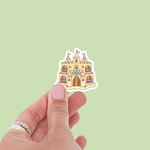 Bookstore Sandcastle Summer Beach Vinyl Sticker