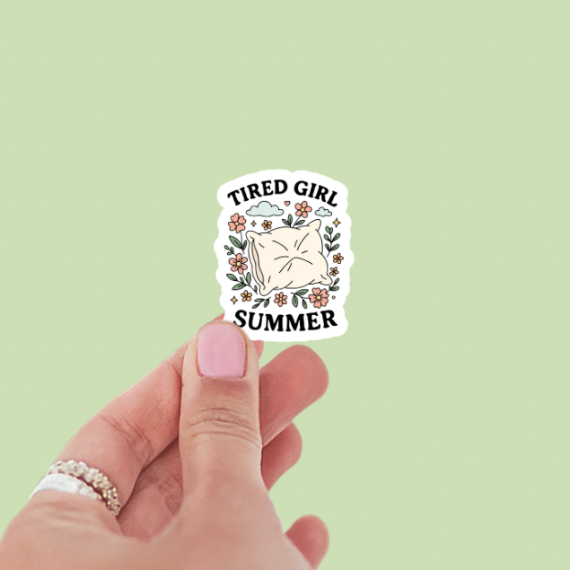 Tired Girl Summer Vinyl Sticker