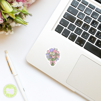 Spring Book Bouquet Vinyl Sticker