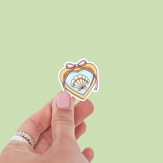 Seashell Heart Bow Summer Vibes Vinyl Sticker