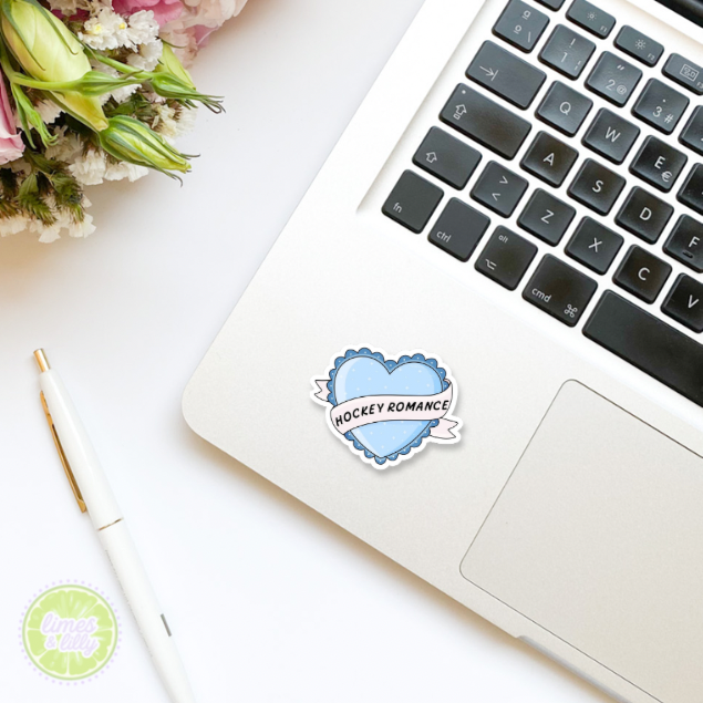 Hockey Romance Scalloped Heart Vinyl Sticker