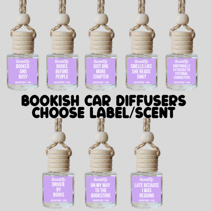 Bookish Car Diffuser | Choose Label & Scent | 8 mL Hanging Reed Air Freshener