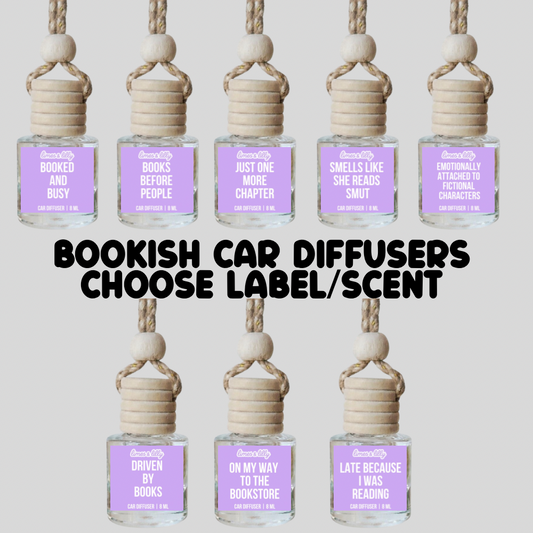 Bookish Car Diffuser | Choose Label & Scent | 8 mL Hanging Reed Air Freshener
