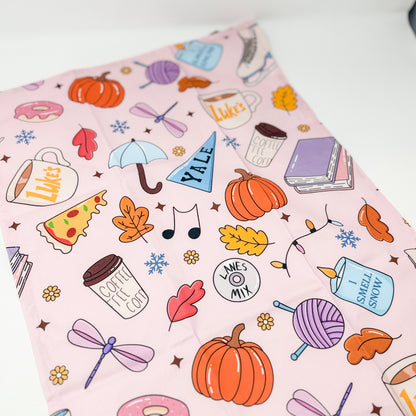 Gilmore Girls Cozy Small Town Fall Tea Towel | Coffee Books Autumn Kitchen Towel