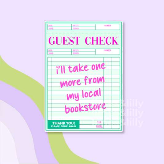 Guest Check Take One From Local Bookstore Vinyl Sticker