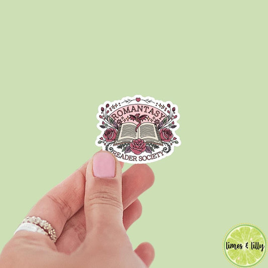 Romantasy Reader Society sticker, book stickers, kindle, laptop, spicy romance, bookish sticker, decal, water bottle, fantasy