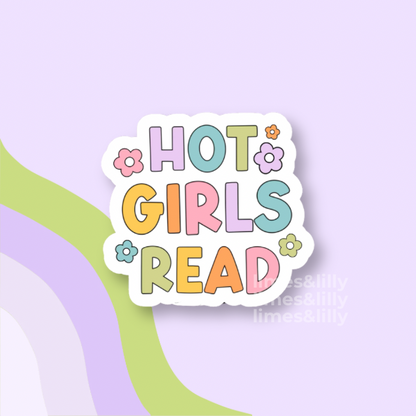 Hot Girls Read Sticker | Cute Retro Bookish Vinyl Sticker