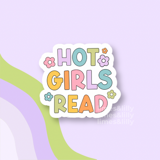 Hot Girls Read Sticker | Cute Retro Bookish Vinyl Sticker