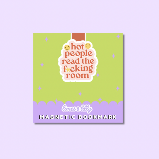 Magnetic bookmark with humorous text on a light purple background