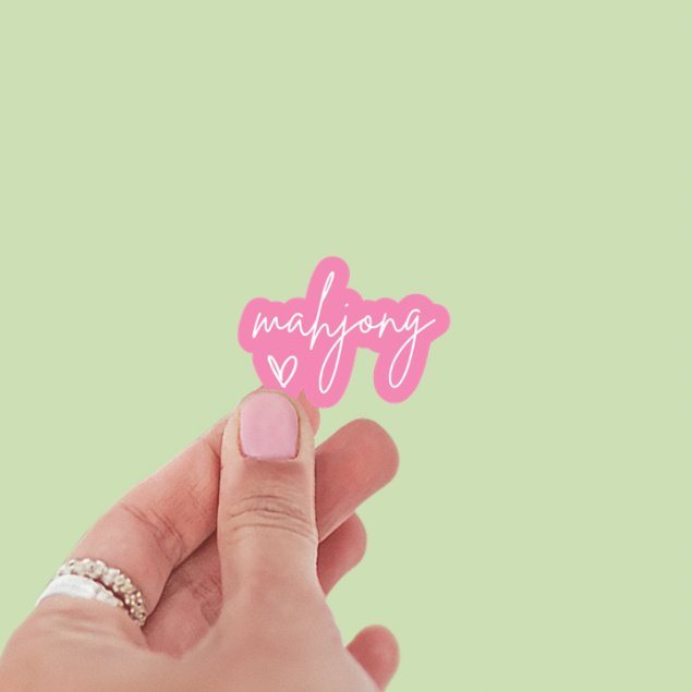 Mahjong Script Pink Vinyl Sticker - Waterproof For Water