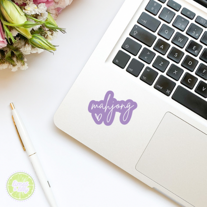 Mahjong Script Purple Vinyl Sticker - Waterproof For Water