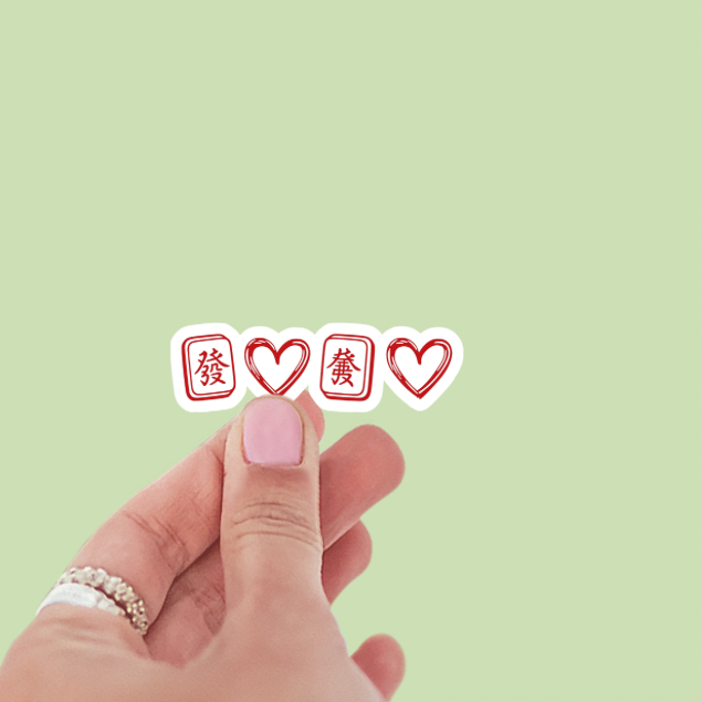 Mahjong Tiles and Hearts Love Vinyl Sticker