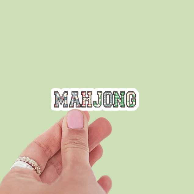 Mahjong Patterned Tiles Word Vinyl Sticker