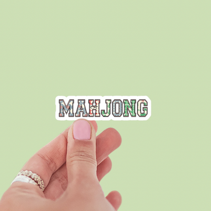 Mahjong Patterned Tiles Word Vinyl Sticker