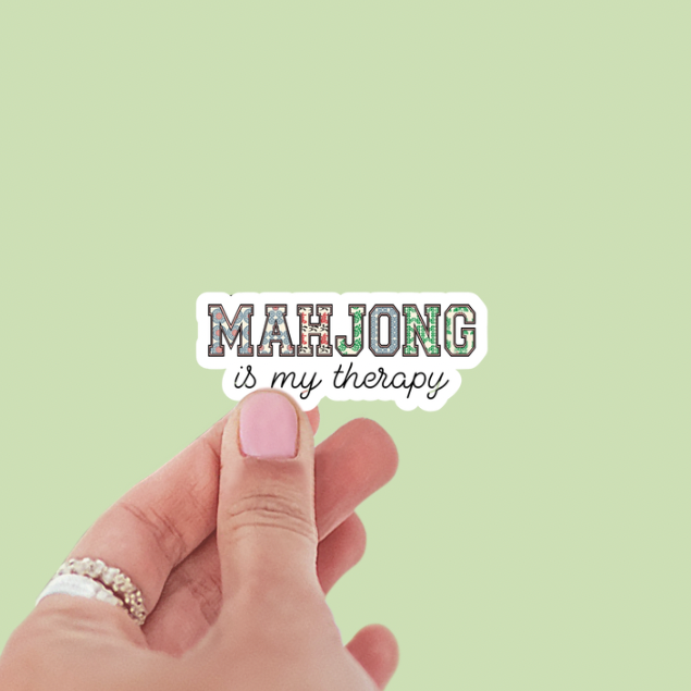 Mahjong is My Therapy Patterned Tiles Word Vinyl Sticker