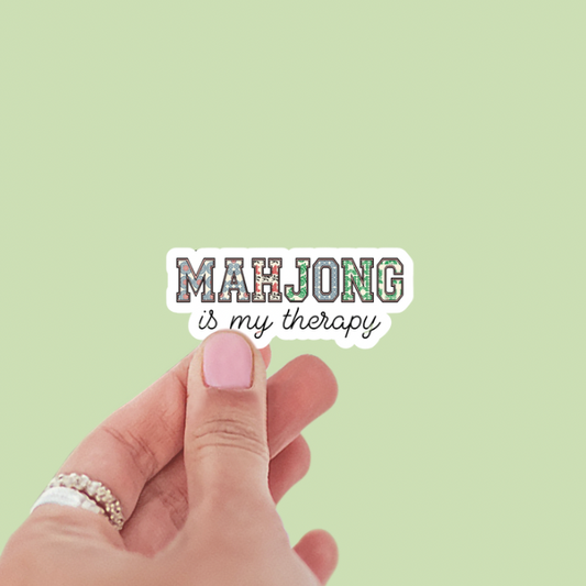 Mahjong is My Therapy Patterned Tiles Word Vinyl Sticker