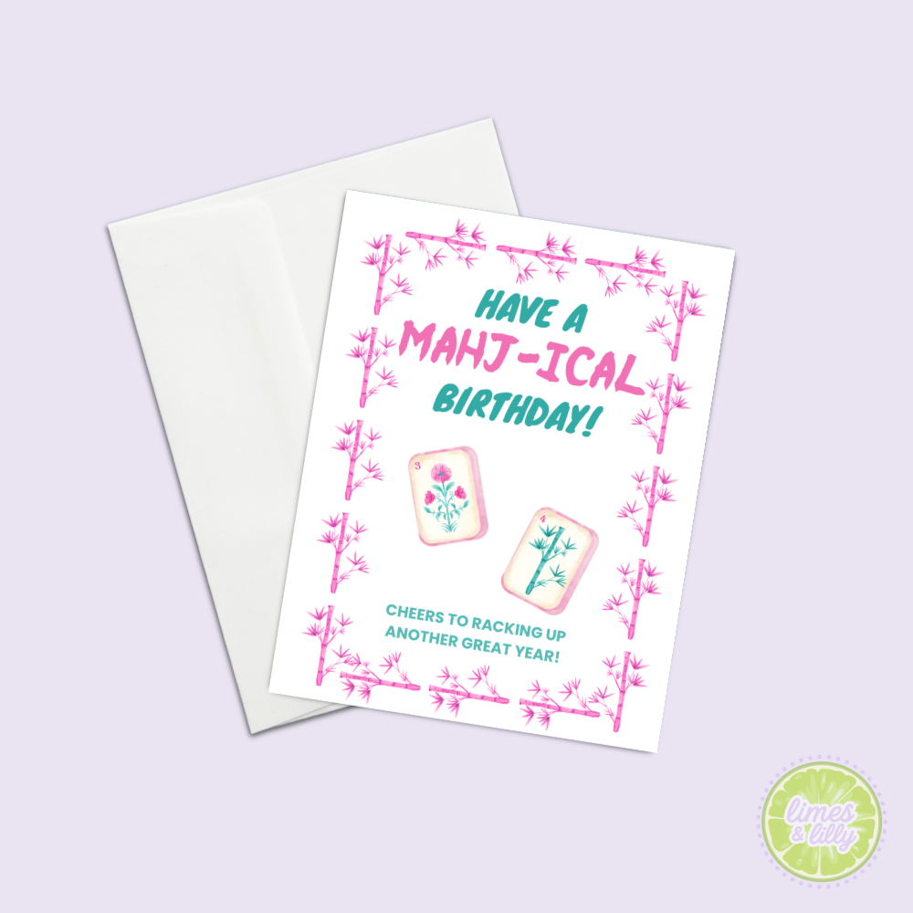 Mahjong Birthday Card – Have a Mahj-ical Birthday A2 Greeting Card