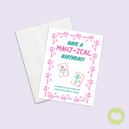 Mahjong Birthday Card – Have a Mahj-ical Birthday A2 Greeting Card