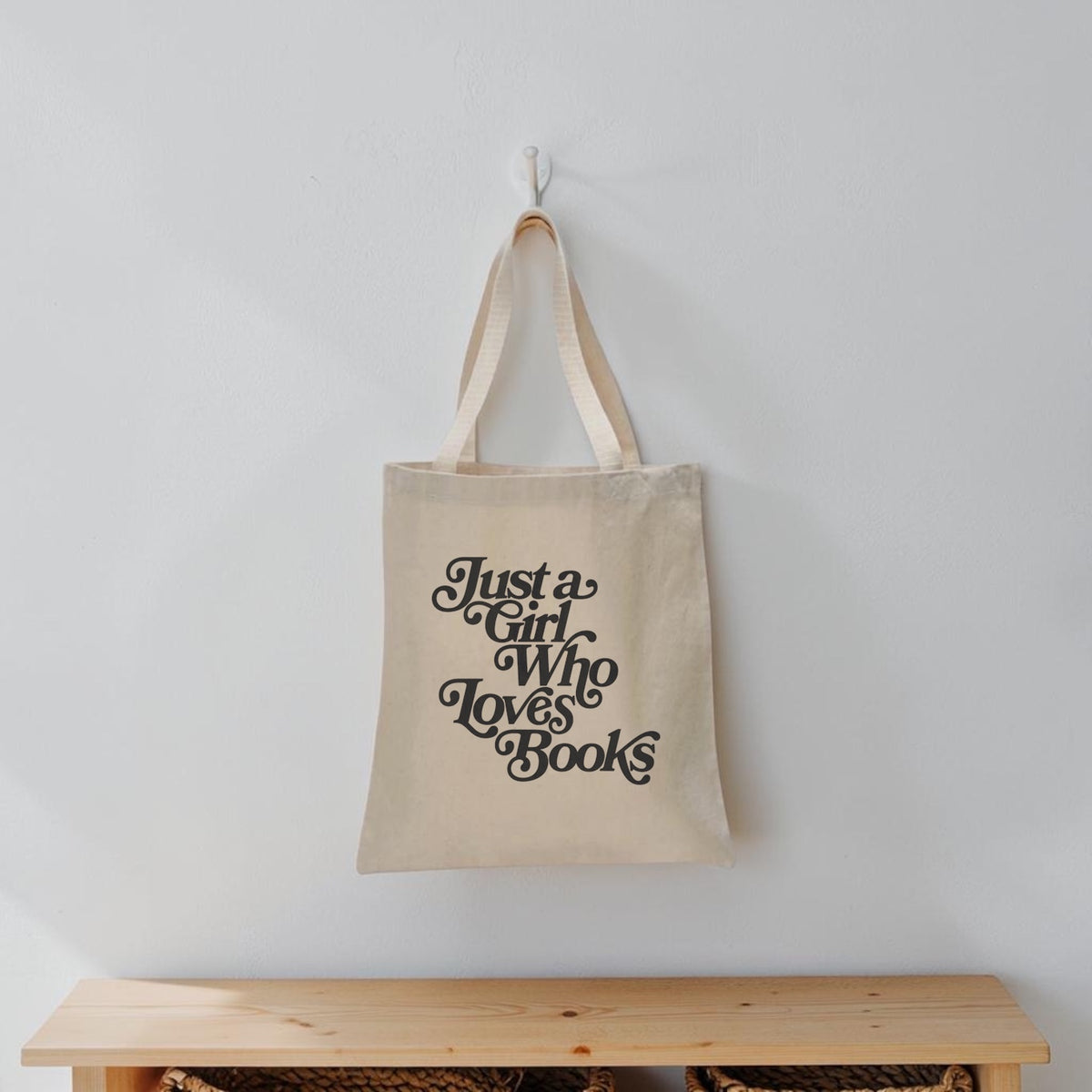 Just a Girl Who Loves Books Canvas Tote Bag | Book Lover Tote