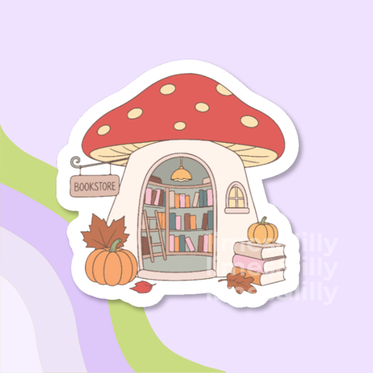 A book-themed graphic with a vintage library notice card reading 'KEEP THIS BOOK CLEAN DO NOT TURN DOWN THE LEAVES' and large orange text 'HOT GHOULS READ BOOKS' on a cream lined-paper background. The card is centered on a light lavender background with abstract green and purple shapes and a faint 'times&lilly' watermark.