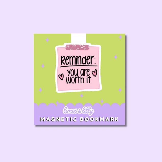 Magnetic bookmark with motivational quote on a purple background