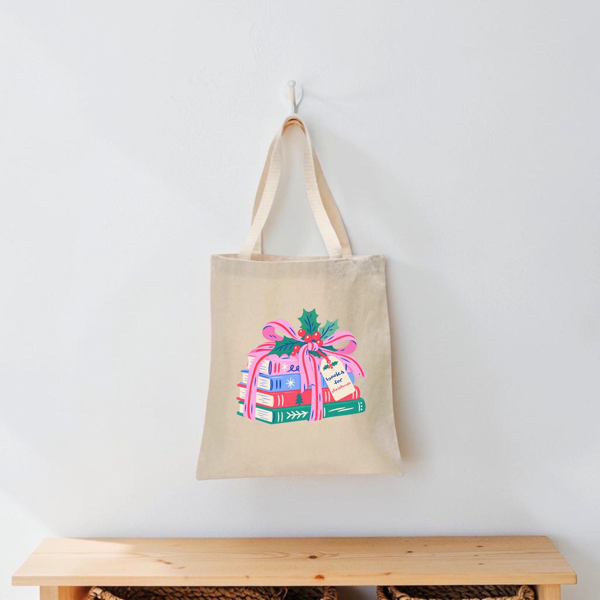 Books for Christmas bookish tote bag holiday reader gift