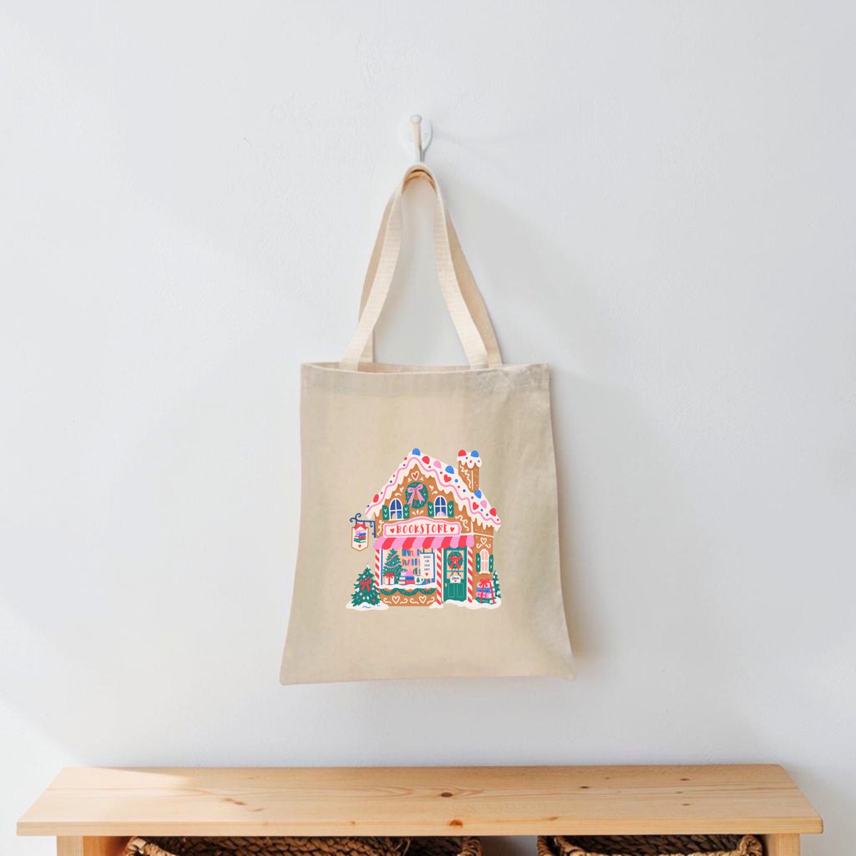 Christmas bookstore bookish tote bag holiday gift