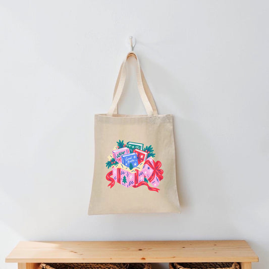 Good books gift box Christmas bookish tote bag