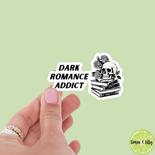 Dark romance addict sticker, book stickers, kindle, laptop, romance reader, booktok, smut stickers, bookish sticker, skulls