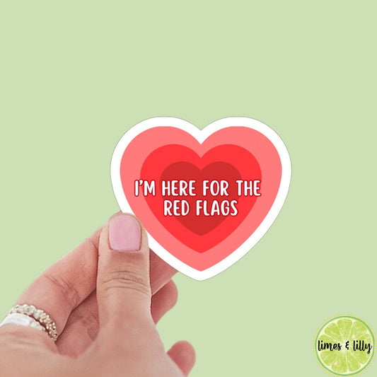 I’m here for the red flags sticker, book stickers, kindle, laptop, romance reader, dark romance, smut stickers, bookish sticker