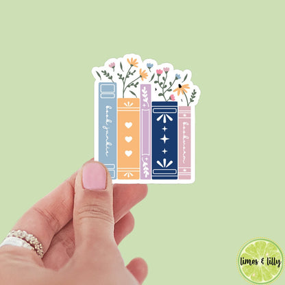 Book junkie book stack sticker, book stickers, kindle, laptop, bookstagram, spicy romance bookish sticker, spring stickers, cute sticker