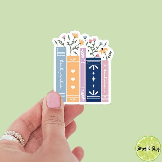 Book junkie book stack sticker, book stickers, kindle, laptop, bookstagram, spicy romance bookish sticker, spring stickers, cute sticker