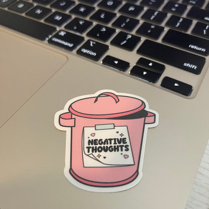 Negative Thoughts Trash can Sticker, kindle sticker, mental health sticker, water bottle decal, Positivity Sticker, affirmation
