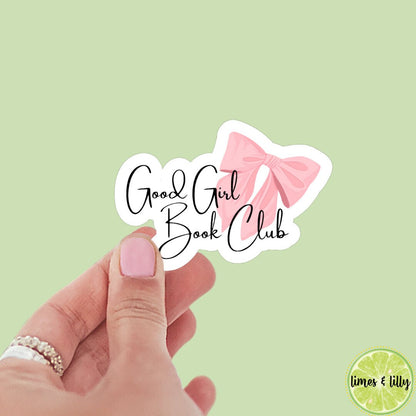 Good Girl Book Club coquette bow sticker, book stickers, kindle, laptop, pink bow, romance, bookish sticker, spring, decal