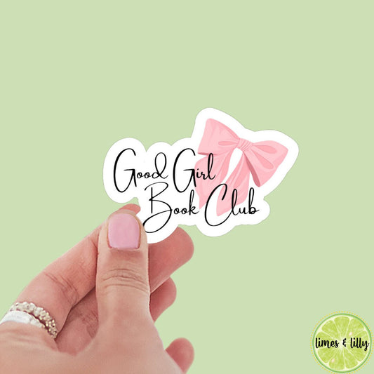 Good Girl Book Club coquette bow sticker, book stickers, kindle, laptop, pink bow, romance, bookish sticker, spring, decal