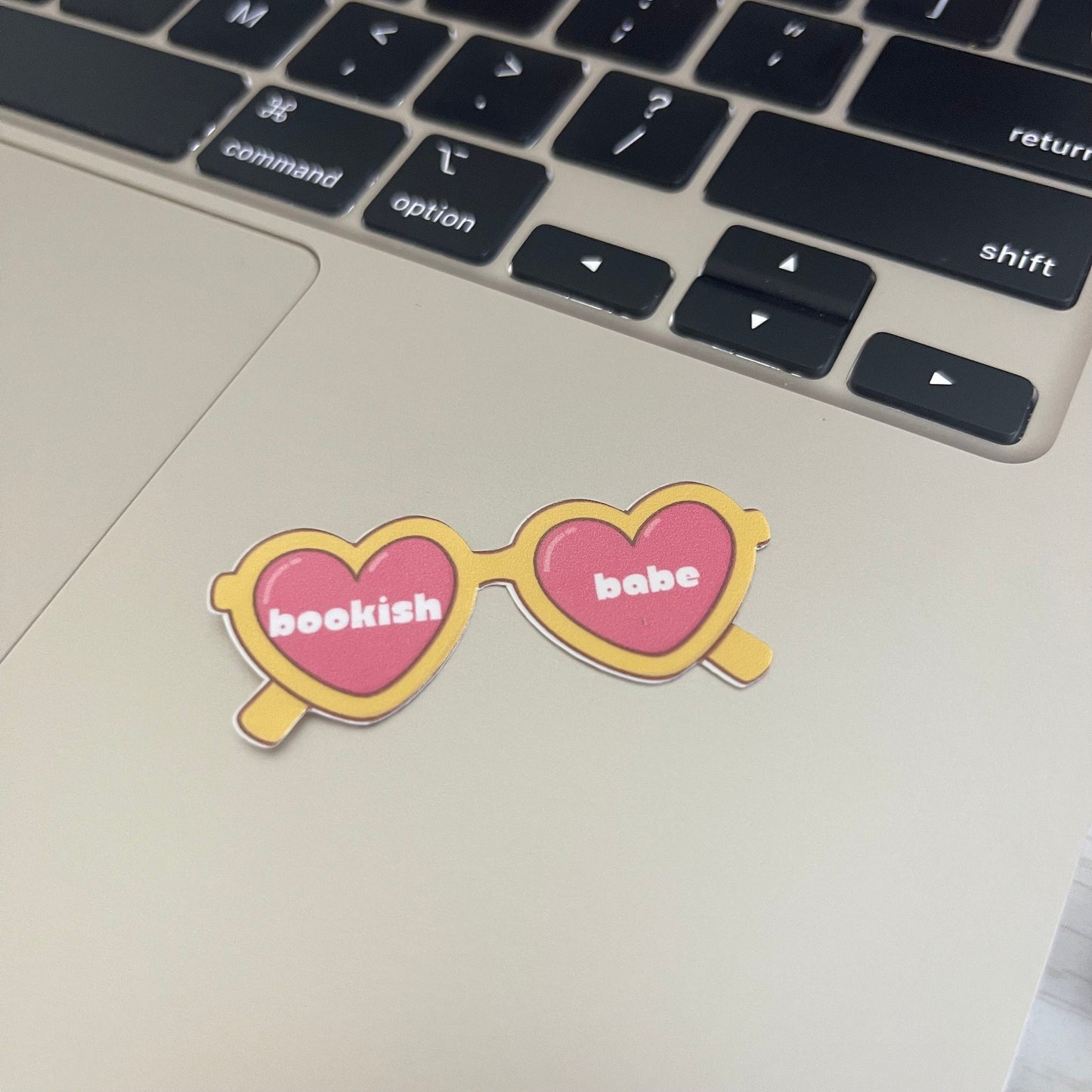Bookish Girl Heart Sunglasses retro sticker, book stickers, kindle, laptop, pink bow, romance, bookish sticker, spring, decal