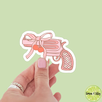 Coquette pink bow weapon Cowboy Era sticker, book stickers, kindle, laptop, spicy romance, bookish sticker, western, decal, bows
