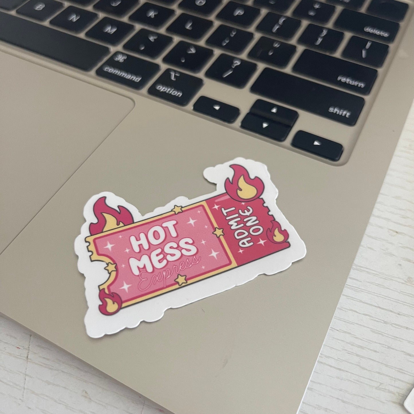 Hot Mess Express admit one sticker, book stickers, kindle, laptop, spicy romance, bookish sticker, decal, water bottle, ticket