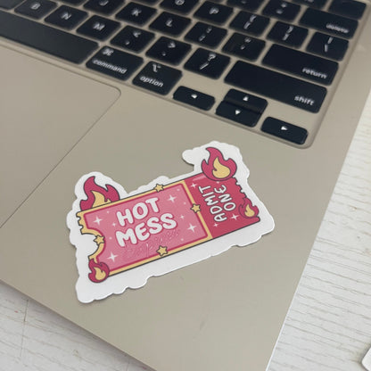 Hot Mess Express admit one sticker, book stickers, kindle, laptop, spicy romance, bookish sticker, decal, water bottle, ticket