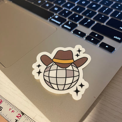 Disco Ball Retro Cowboy sticker, disco, bookish stickers, kindle, laptop, waterproof, book stickers, decal, water bottle, cowboy, western
