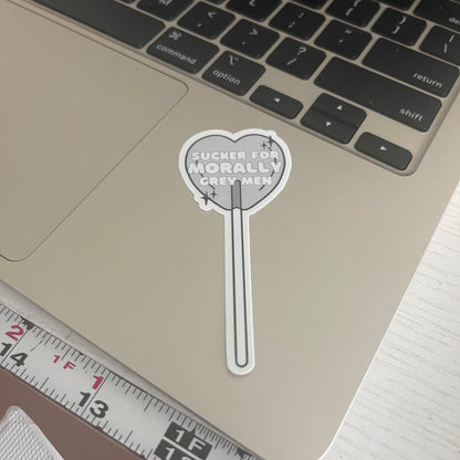 Sucker for morally grey men sticker, morally gray, dark romance, book stickers, kindle, laptop, romance reader, smut stickers